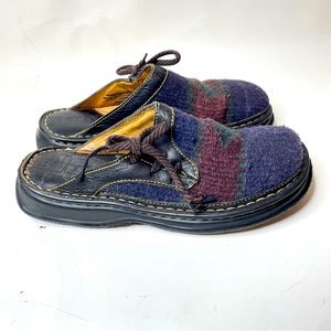 Born Learher Wool Clogs Mule Slip on 84981 mgh01 red blue size 8/39eu